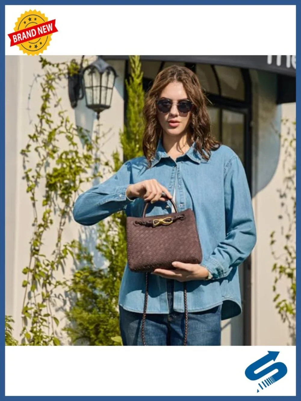 Woven Tote Bag for Women Leather Shoulder Handbag Top Handle Purses